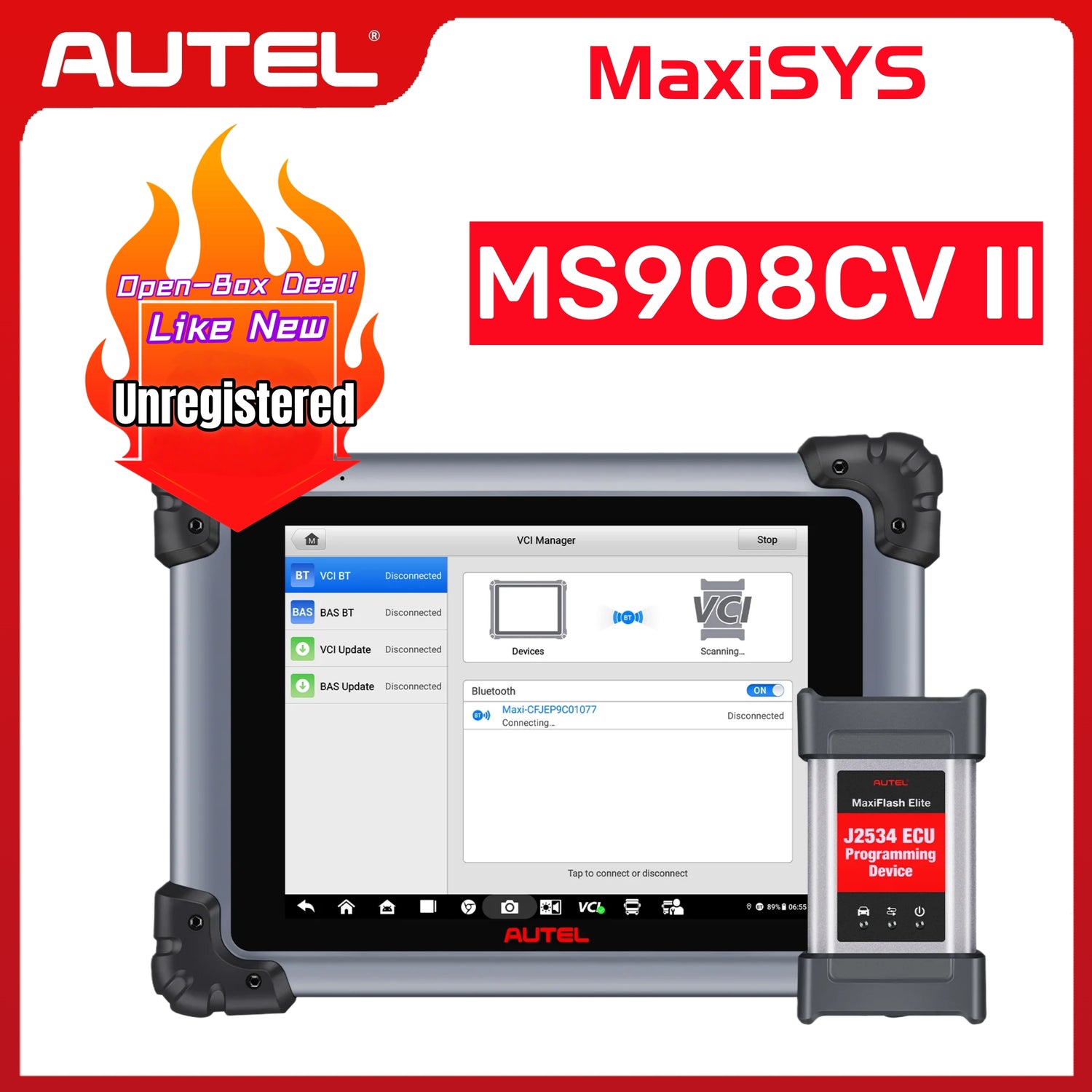 Autel MaxiSYS MS908CV II(US Ver) - Unregistered returned product with minor damage to the outer packaging
