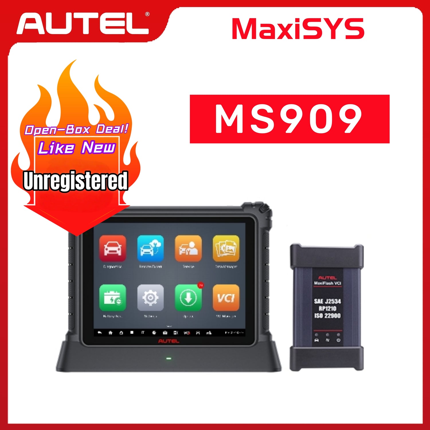 Autel MaxiSYS MS909(US Ver) - Unregistered returned product with minor damage to the outer packaging