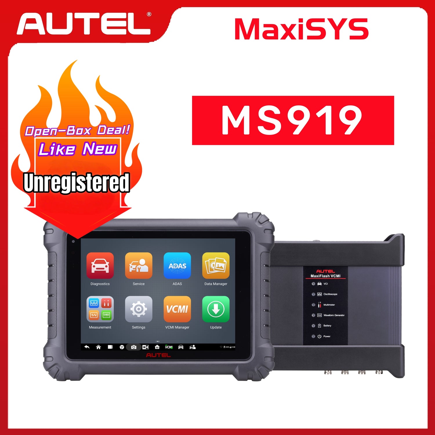 Autel MaxiSYS MS919(US Ver) - Unregistered returned product with minor damage to the outer packaging