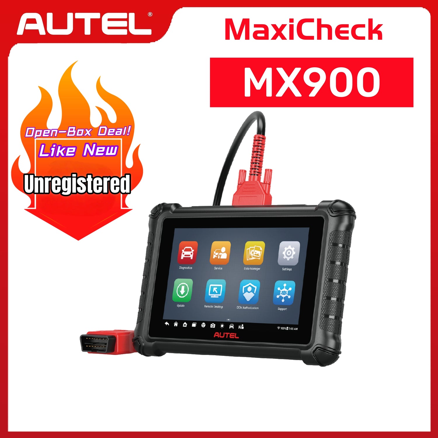 Autel MaxiCheck MX900(US Ver) - Unregistered returned product with minor damage to the outer packaging