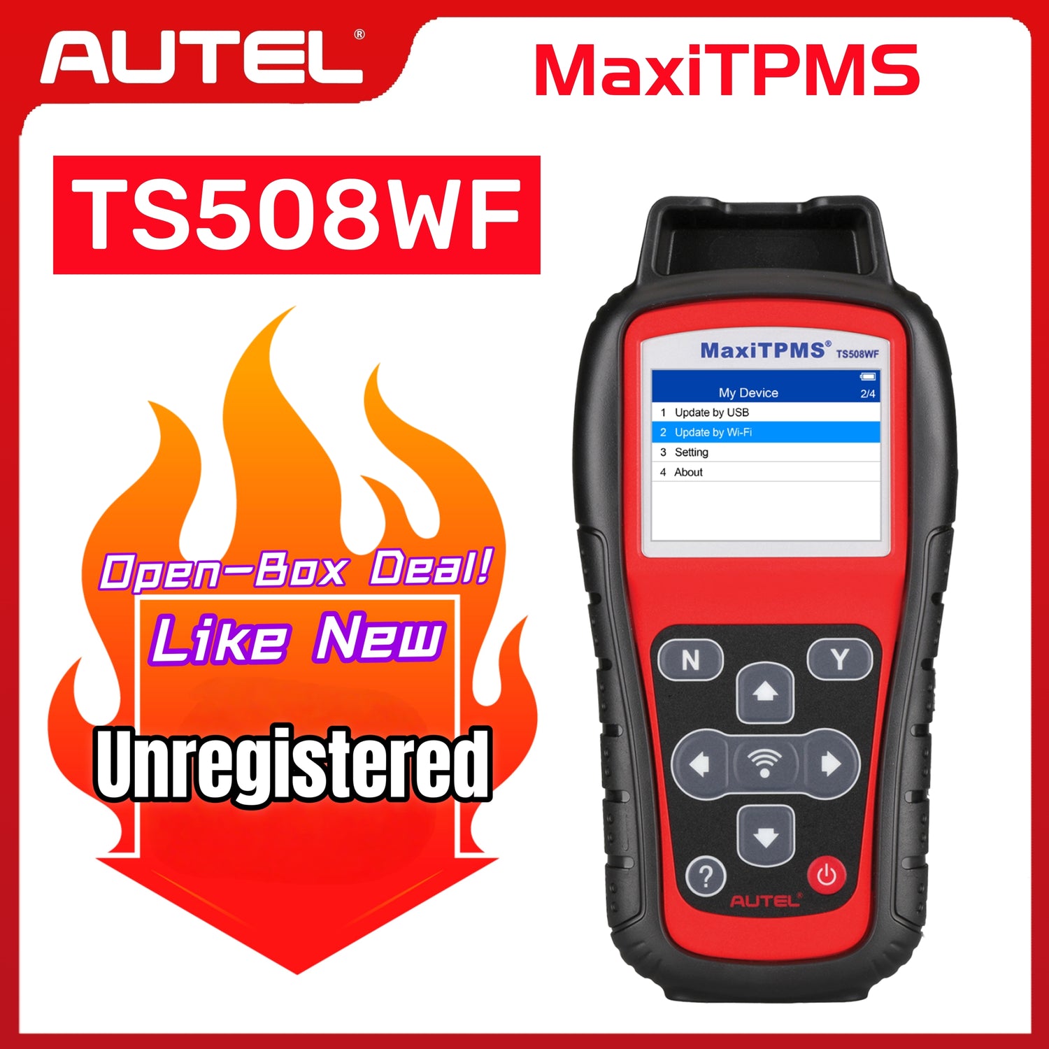 Autel MaxiTPMS TS508WF(US Ver) - Unregistered returned product with minor damage to the outer packaging