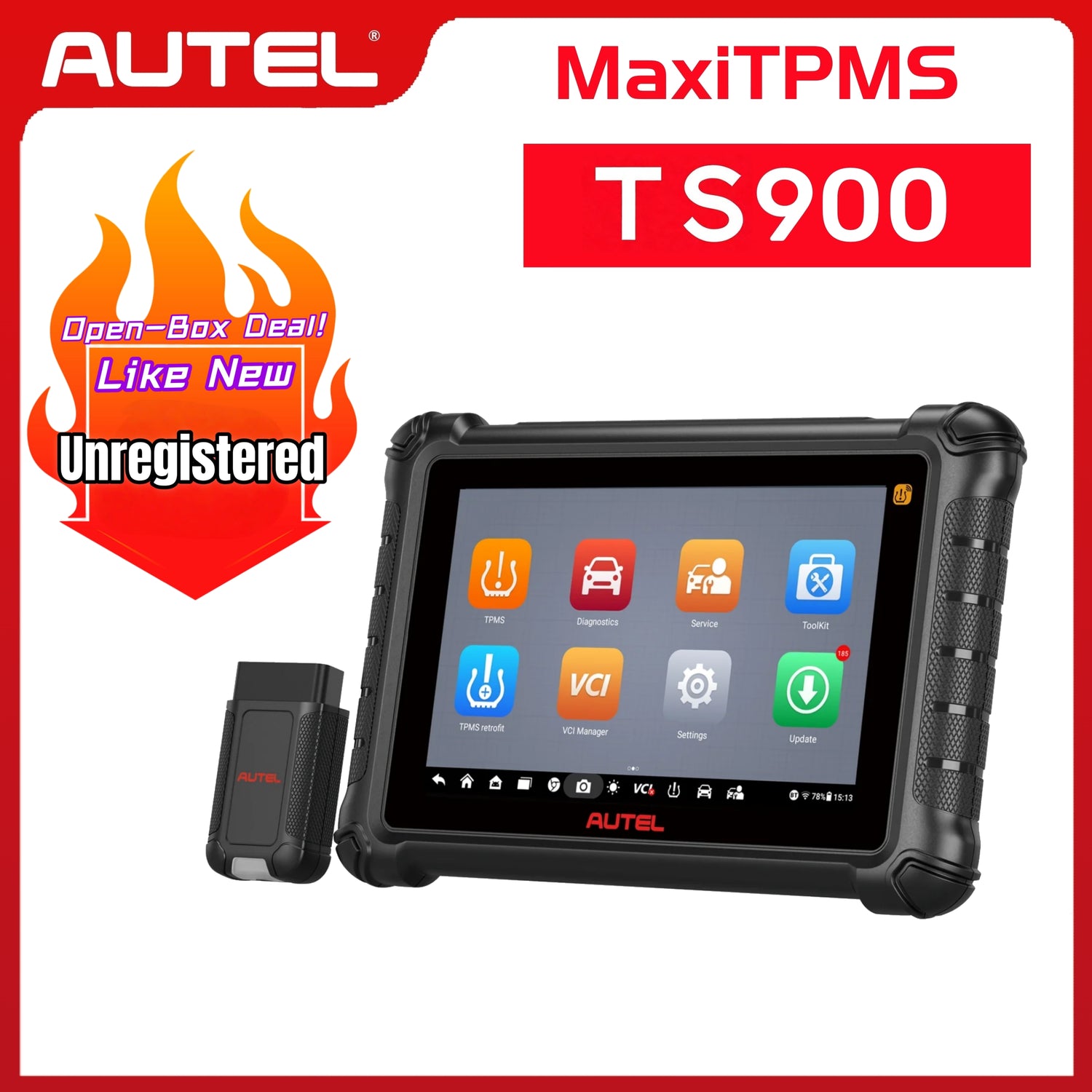 Autel MaxiTPMS TS900(US Ver) - Unregistered returned product with minor damage to the outer packaging